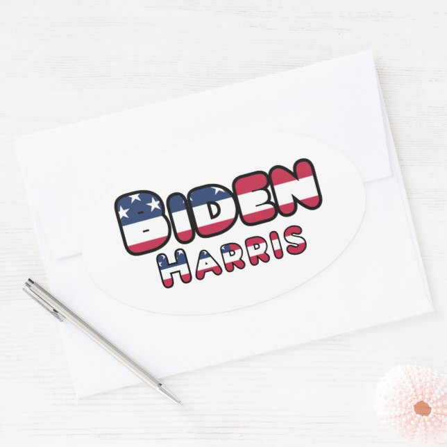 Sticker Ovale Biden Harris soutient l'élection présidentielle am (Enveloppe)
