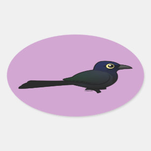 Sticker Ovale Birdorable Grand-a coupé la queue Grackle