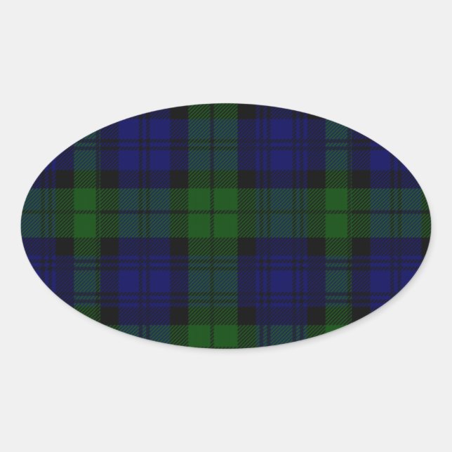 Sticker Ovale Black Watch Tartan bleu vert Plaid (Devant)