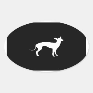Sticker Ovale Blanc gris italien sur noir