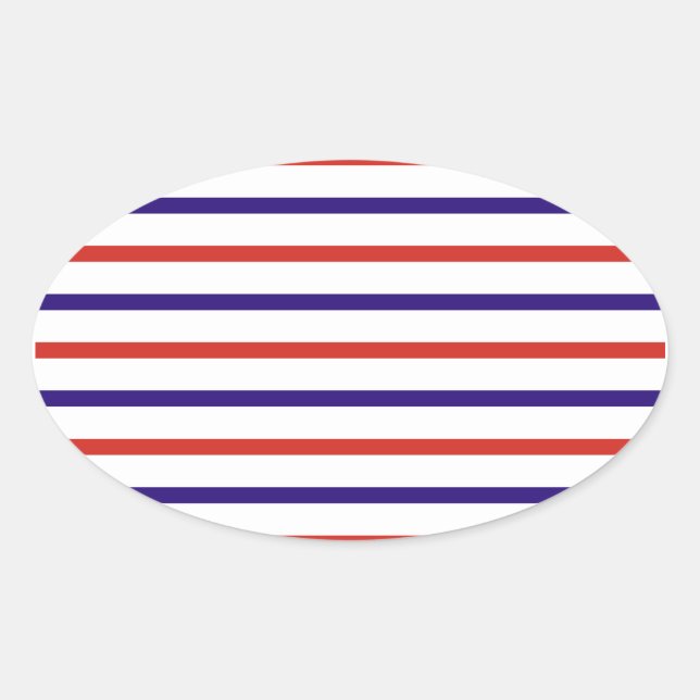 Sticker Ovale Blancs rouges et bleus (Devant)