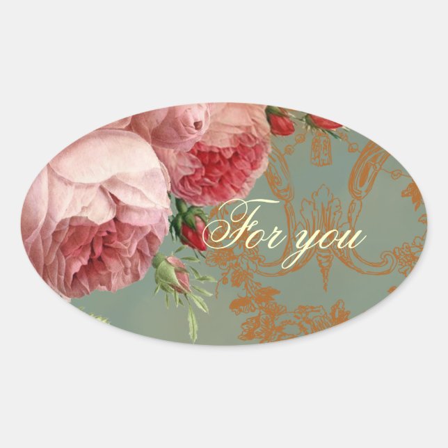 Sticker Ovale Blenheim Rose Pour vous (Devant)