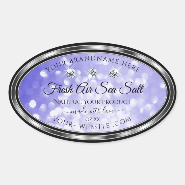 Sticker Ovale Bleu clair Parties scintillant Shimmer Produit Éti (Devant)