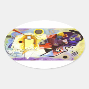 Sticker Ovale Bleu rouge jaune Kandinsky peinture Abstraite