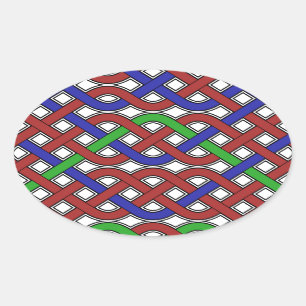 Sticker Ovale Bleu, vert et rouge céleste noeuds