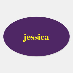 Sticker Ovale Bloc de couleur minimaliste nom personnalisé