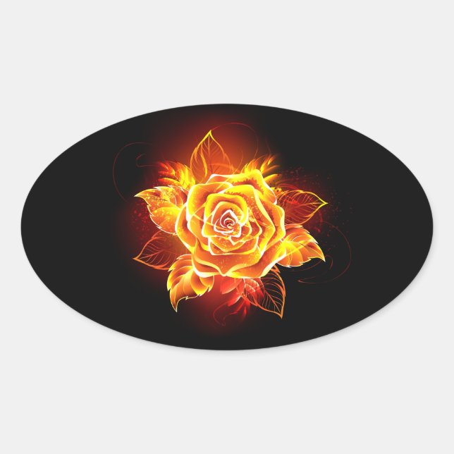 Sticker Ovale Blooming Fire Rose (Devant)