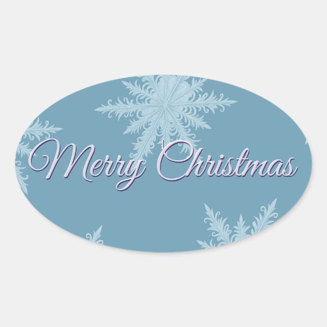 Sticker Ovale Blue Snowflake Christmas  (Devant)