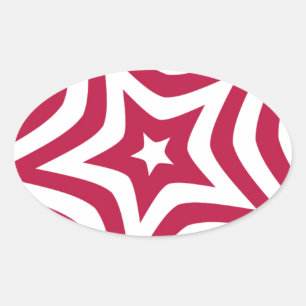 Sticker Ovale Bold & Bright Red & White Star dans un Motif vecto