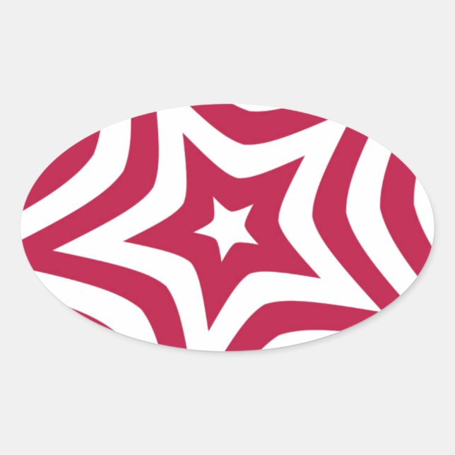 Sticker Ovale Bold & Bright Red & White Star dans un Motif vecto (Devant)