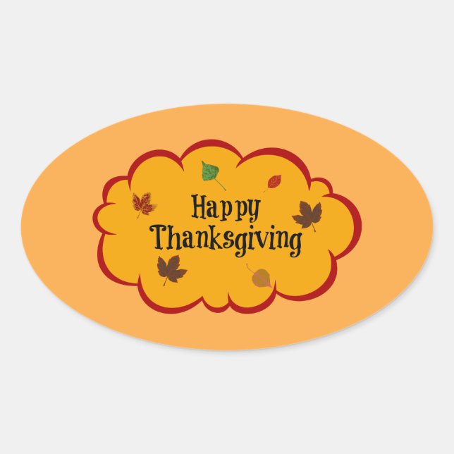 Sticker Ovale Bon thanksgiving, salutations de vacances, (Devant)