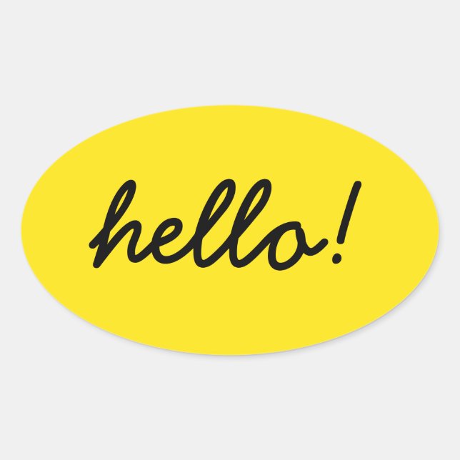 Sticker Ovale bonjour design heureux (Devant)