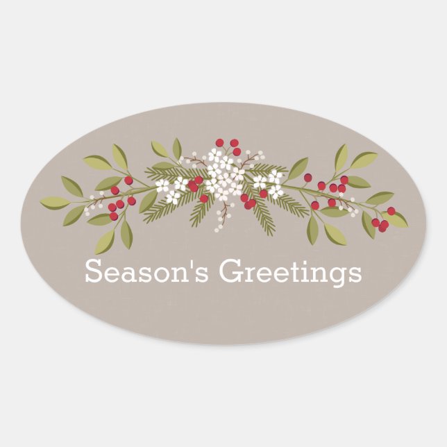 Sticker Ovale Bonnes Fêtes de Noël des Jardins de Noël (Devant)