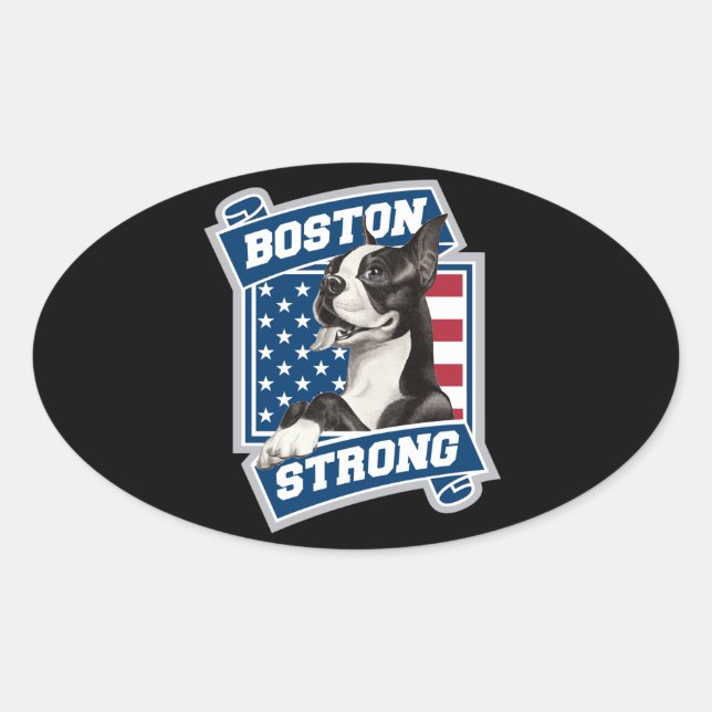 STICKER OVALE BOSTON STRONG TERRIER (Devant)