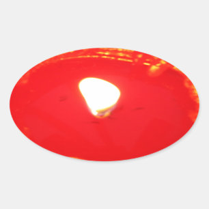 Sticker Ovale Bougie rouge, flamme, Bougie, Amour de Noël