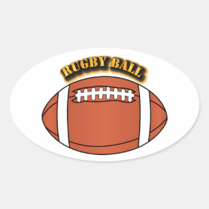 Sticker Ovale Boule de rugby avec texte