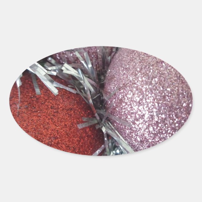 Sticker Ovale Boules de Noël (Devant)