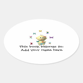 STICKER OVALE BOUNCING BÉBÉ GARÇON AVEC 9 BUTTERFLITS