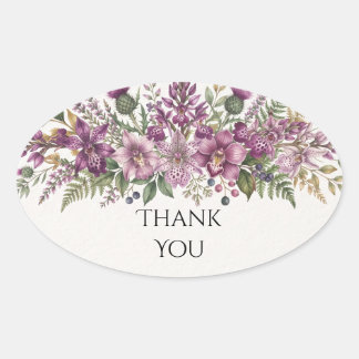 Sticker Ovale Bouquet de lilas violet Mariage Remerciement