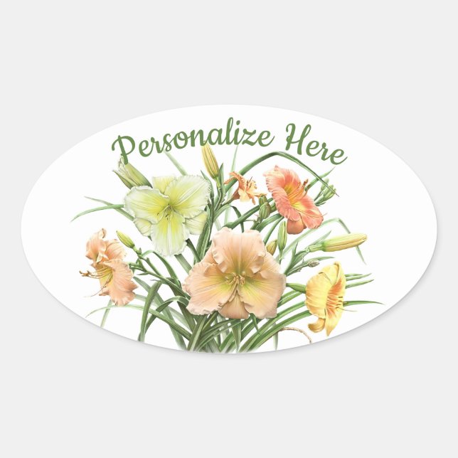 Sticker Ovale Bouquet quotidien personnalisé (Devant)
