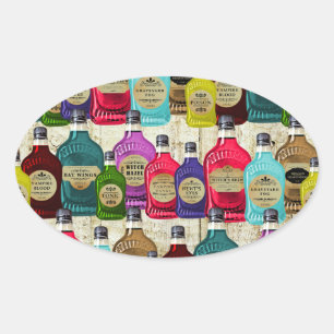 Sticker Ovale Bouteille de tonique d'apothicaire de médecins de