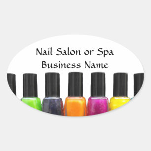 Sticker Ovale Bouteilles polonaises à ongles colorées, Salon à o
