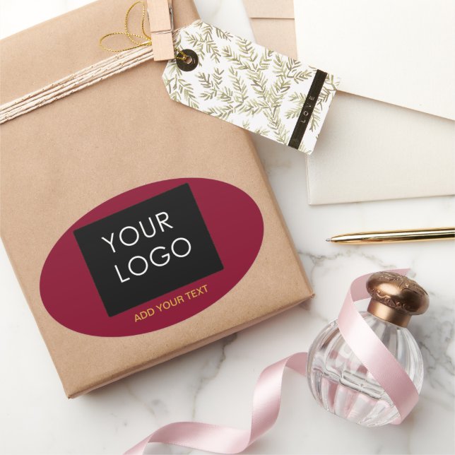 Sticker Ovale Boutique Burgundy Red Personnalisable Ajouter Votr (Cadeaux)