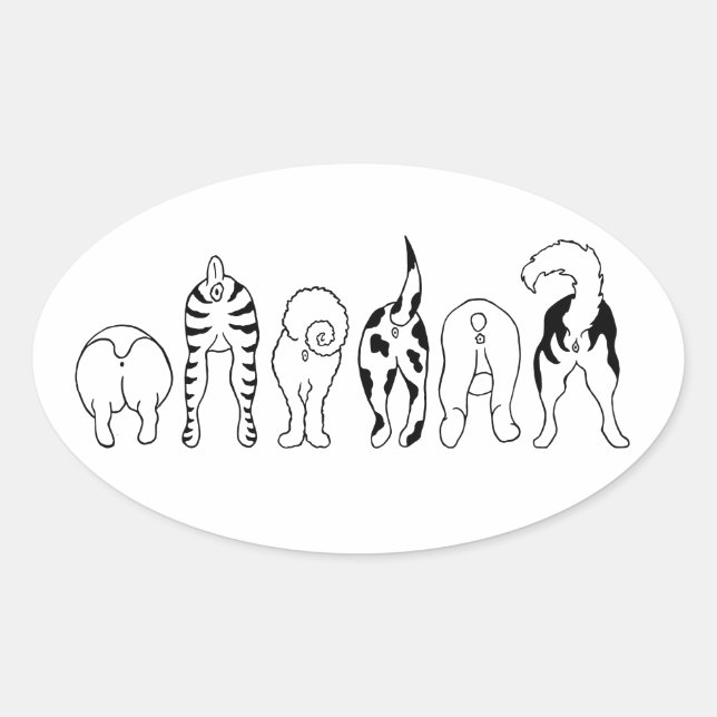 Sticker Ovale Boutons de chien (Devant)