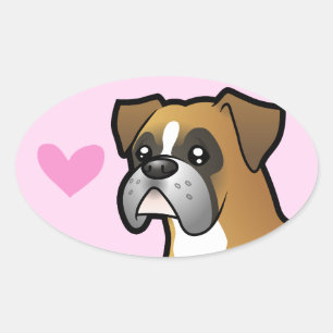 Sticker Ovale Boxer Love