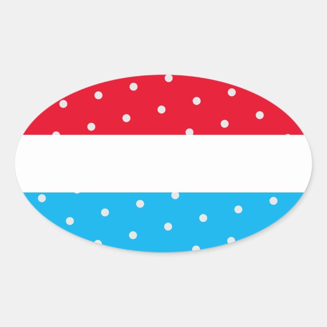Sticker Ovale Bright Polka Dotée Rouge Ciel Bleu Bleu Blancs (Devant)