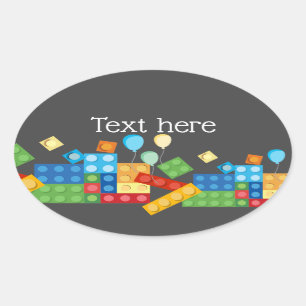 Sticker Ovale briques de construction, bloc, brique de jouets