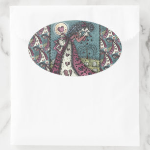 STICKER OVALE BROKEN HEARDISE WEEPING VALENTINE, CEMETERY GOTH