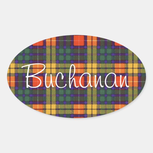 Sticker Ovale Buchanan Famille clan Plaid Scottish kilt tartan (Devant)