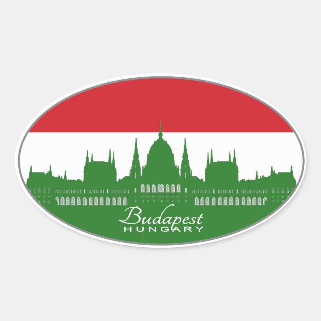 Sticker Ovale Budapest, Hongrie, Magyarország (tricolor) (Devant)
