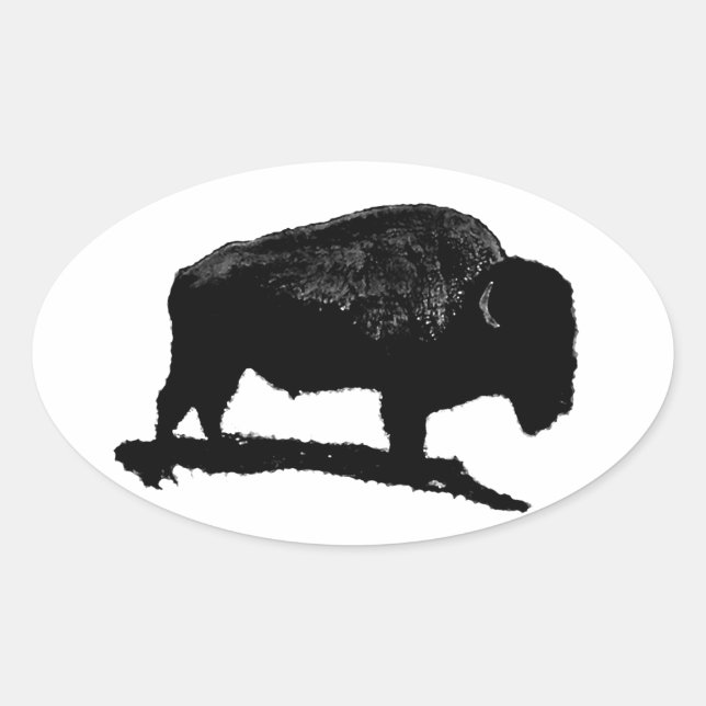Sticker Ovale Buffle noir et blanc (Devant)