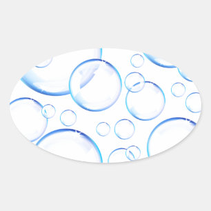 Sticker Ovale Bulles de savon bleu transparent