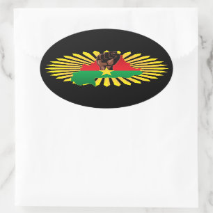 Sticker Ovale Burkina Faso Carte, drapeau et première révolution