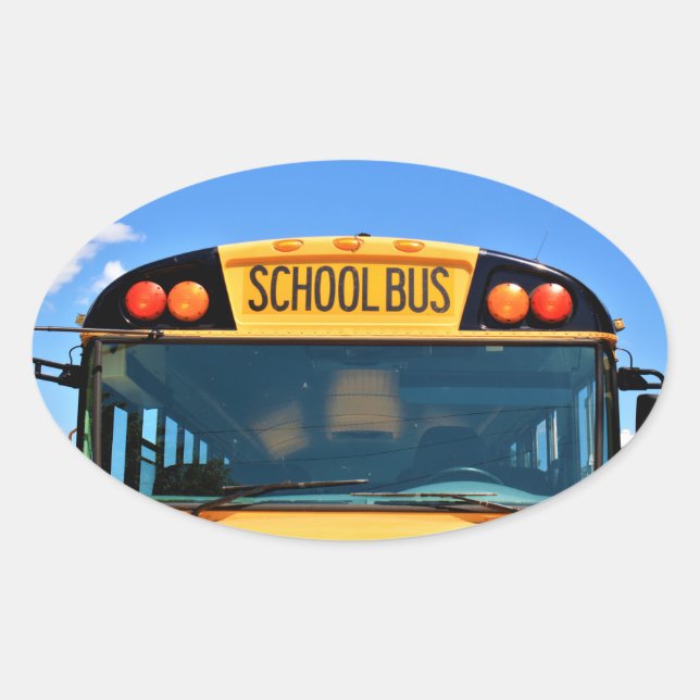 Sticker Ovale Bus scolaire avec lumières ambrées et rouges (Devant)