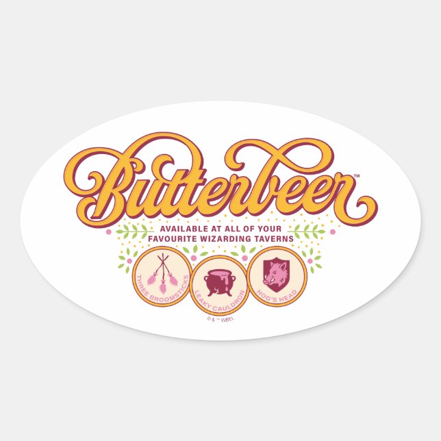 Sticker Ovale BUTTERBEER™ Available At Wizarding Taverns (Devant)