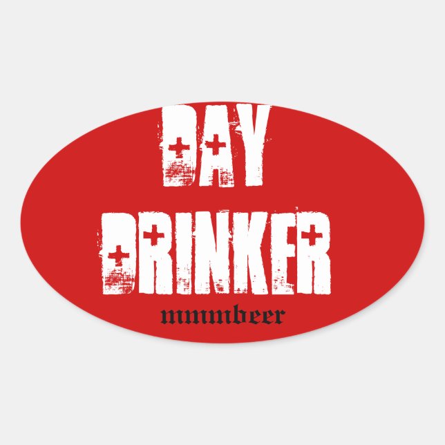 Sticker Ovale buveur du jour de la bière (Devant)