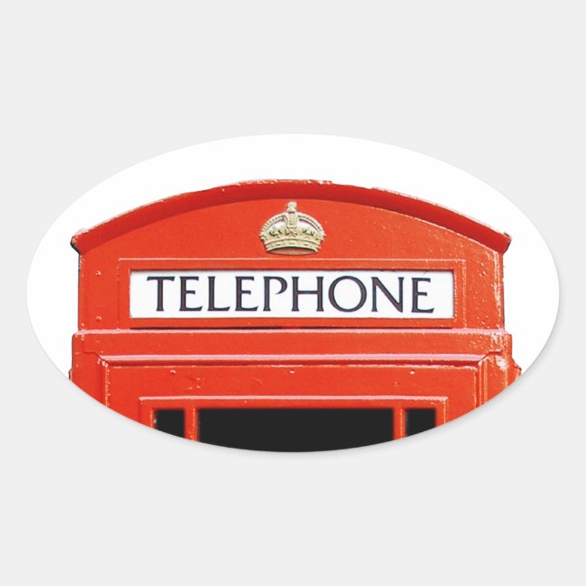 Sticker Ovale Cabine téléphonique vintage (Devant)