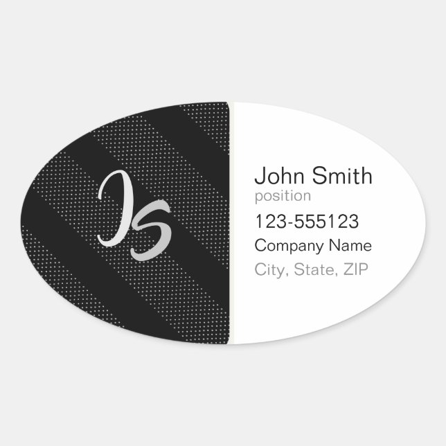 Sticker Ovale Cadeau élégant avec personnalisation Monogramme ar (Devant)