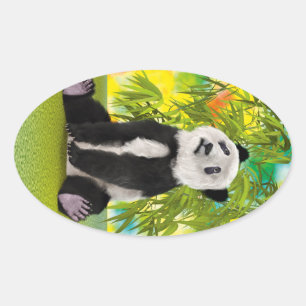 Sticker Ovale Cadeau parfait pour amateur d'animaux mignon ours