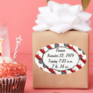 Sticker Ovale Cadeaux classiques personnalisés pour bébé garçon