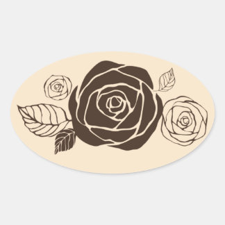 Sticker Ovale Cadeaux de coordination des Roses de crème et de c