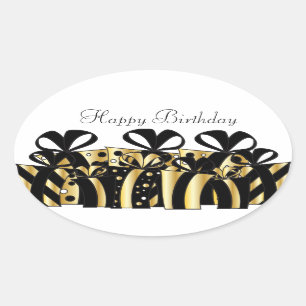 Sticker Ovale Cadeaux en or et en noir  Customiser