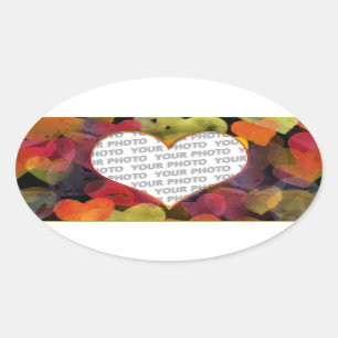 Sticker Ovale Cadres cardiaques 1 + votre photo