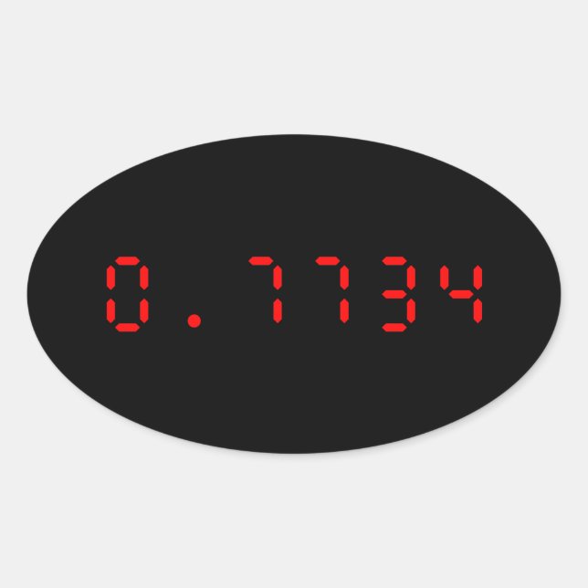 Sticker Ovale Calculatrice LED Bonjour | 0,7734 (Devant)