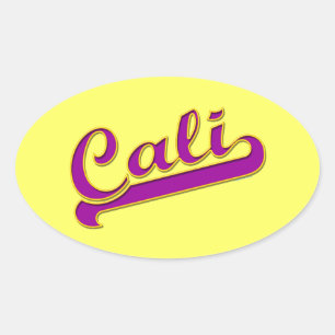 Sticker Ovale California Cali Logo Purple Yellow