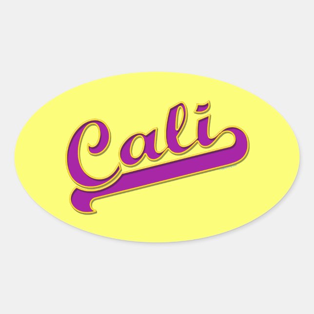 Sticker Ovale California Cali Logo Purple Yellow (Devant)